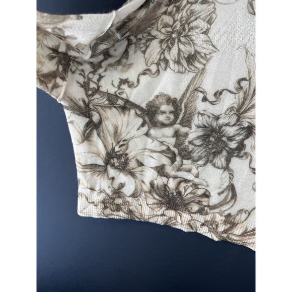 New Anthropologie The Pilcro Alani Cashmere Sweater Size Large Cherubs Printed - Picture 5 of 11